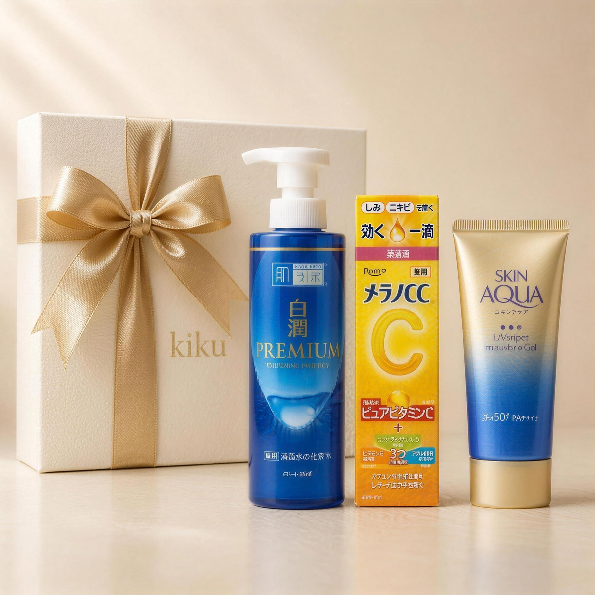 ✨ Pigmentfolt & Ragyogás Rutin ajándékdoboz a Hada Labo Shirojyun arclotionnal, Melano CC szerummal és Skin Aqua napvédővel